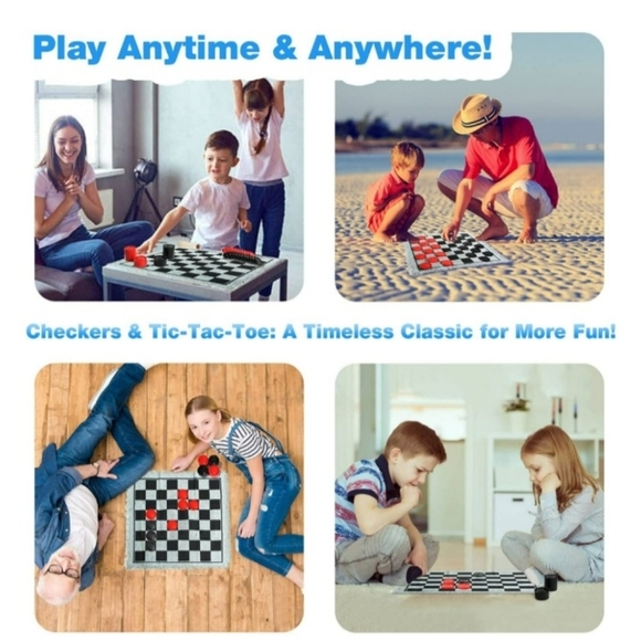 GIANT Checker Board Game Rug with Carrying Bag - Picture 7 of 8